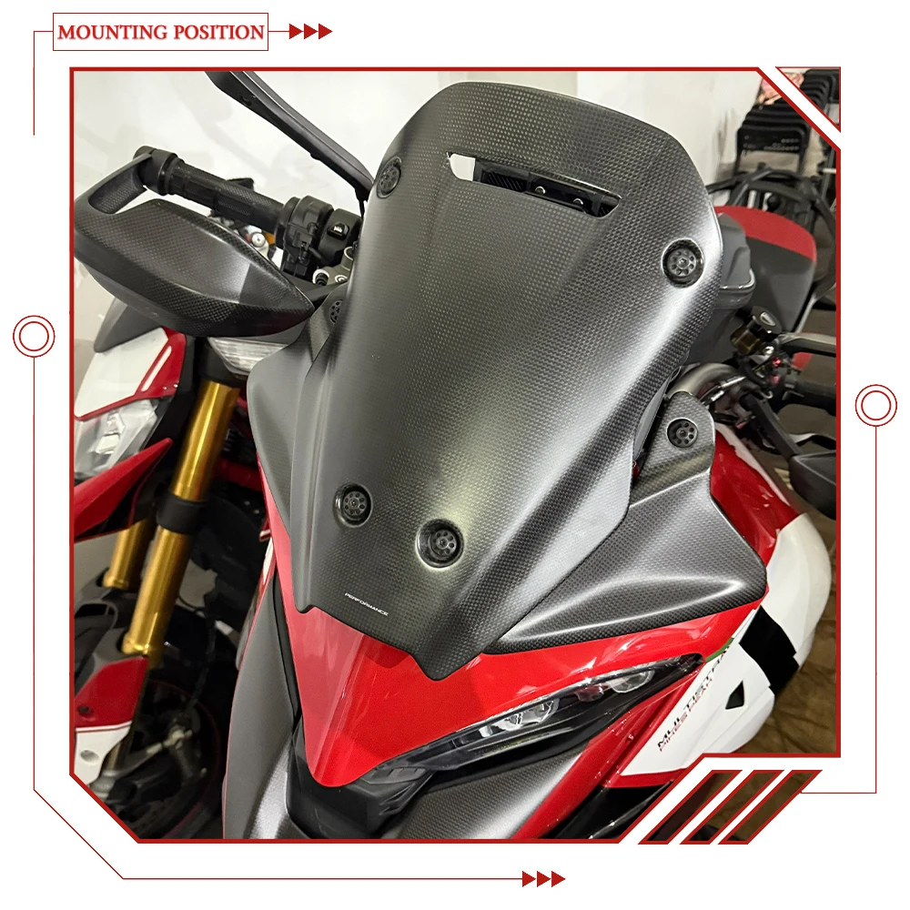 Real Carbon Fiber Front Windscreen Fairing For DUCATI Multistrada V4 S Pikes Peak Rally RS 2021-2026 Motorcycle Modification