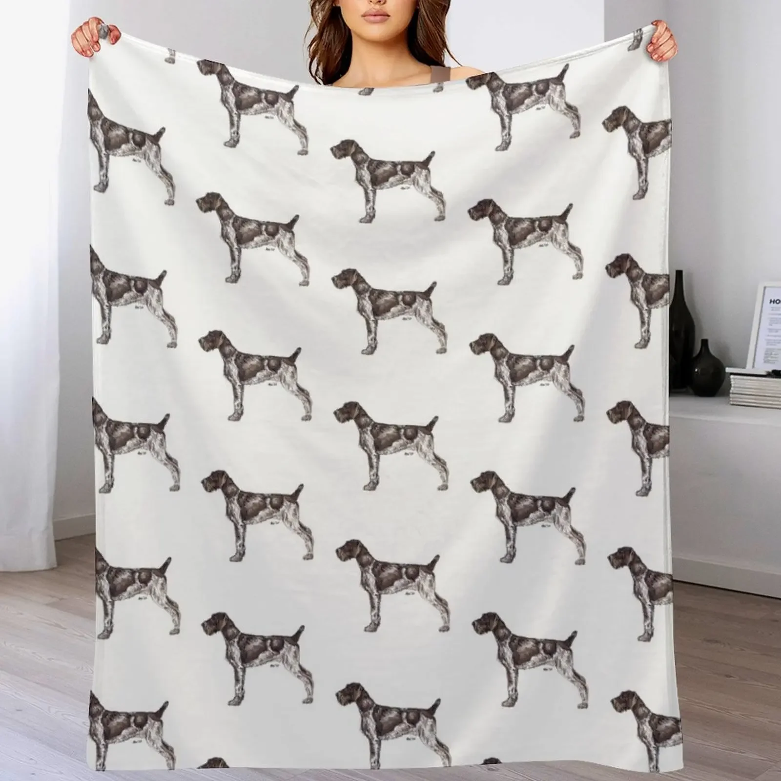German Wirehaired Pointer Dog Breed Show Stack Stand Throw Blanket Versatile Cozy Throw Blanket for All Occasions