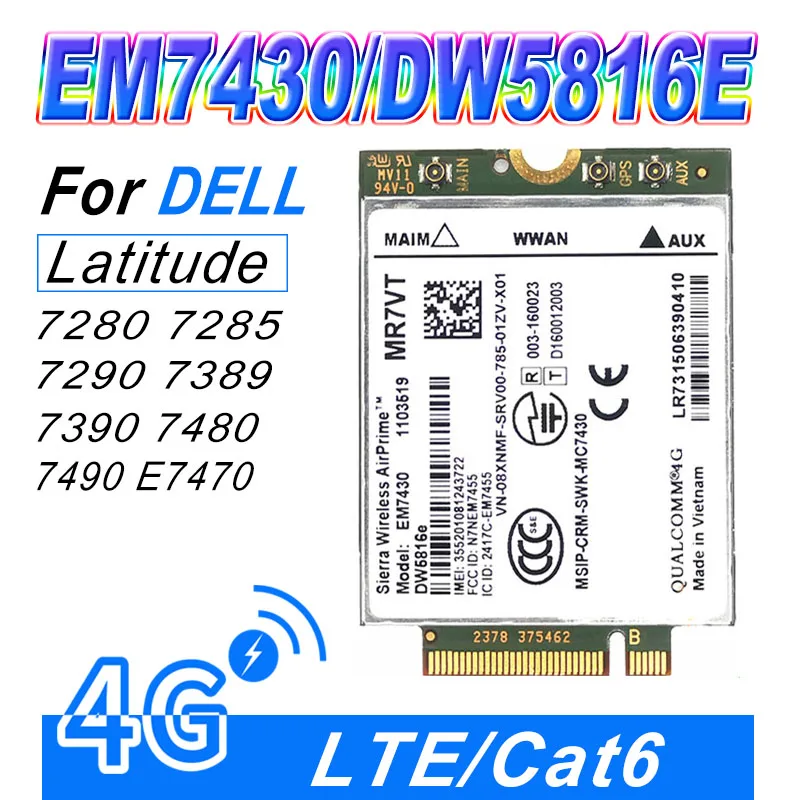 WDXUN EM7430 DW5816e  GOBI6000 4G  LTE module EM7430 DW5816 for Latitude 7280 7285 7290 7389 7390 7480 7490 E7470  Cat6 DW5811e