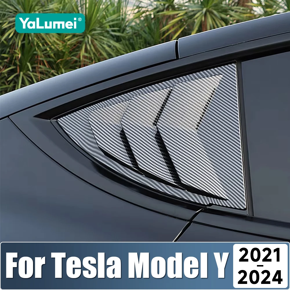 

For Tesla Model Y 2021 2022 2023 2024 ABS Car Rear Window Blinds Side Tuyere Louvers Cover Stickers Decoration Accessories