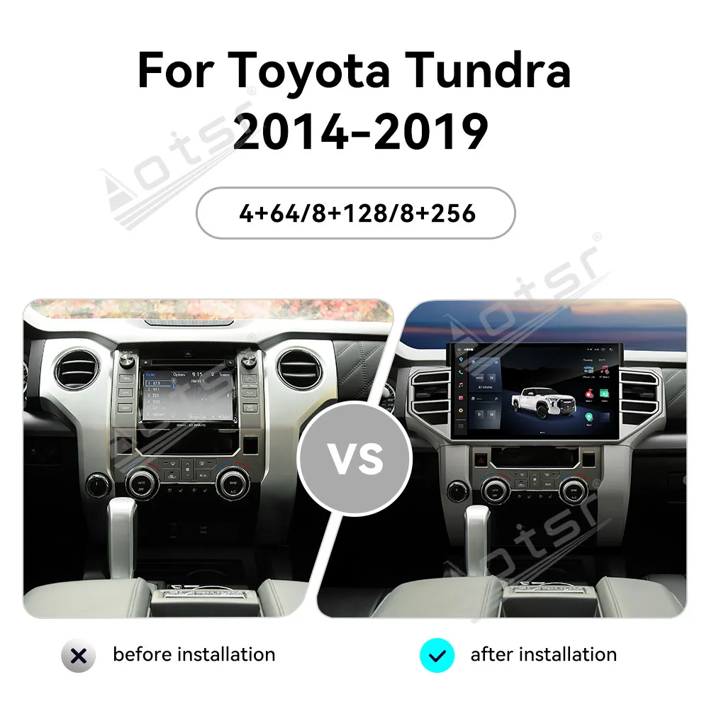 

14.6'' Android 13 для Toyota Tundra 2014-2019, GPS-навигация, беспроводной CarPlay, HD сенсорный экран, мультимедийный проигрыватель