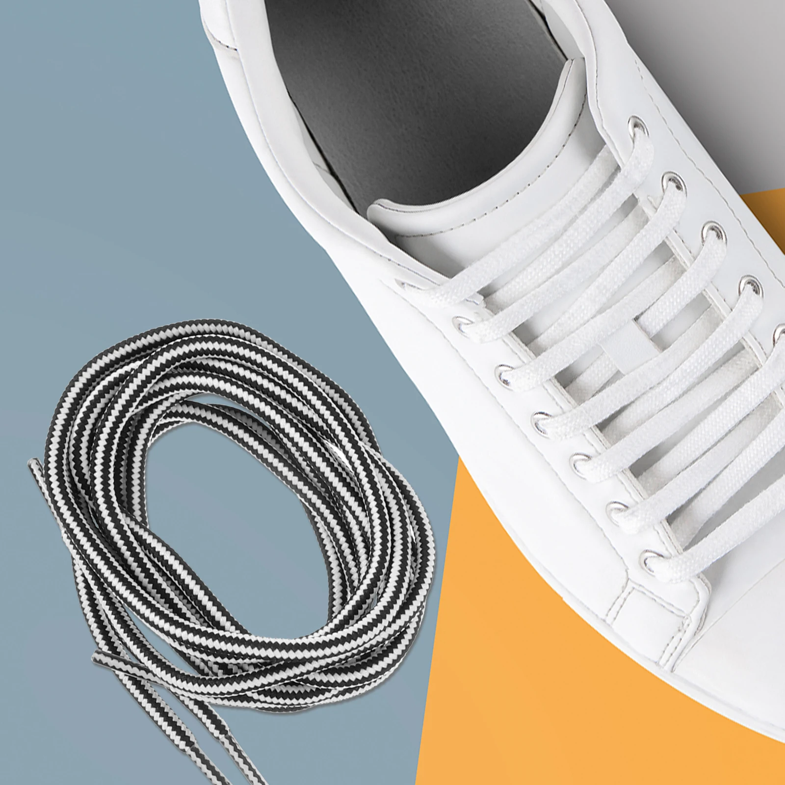 

4 Pairs 120cm Waxed Round Laces for Sneakers Boots Vintage Dual Color Striped Shoe Shoestrings Replacement Rope Laces
