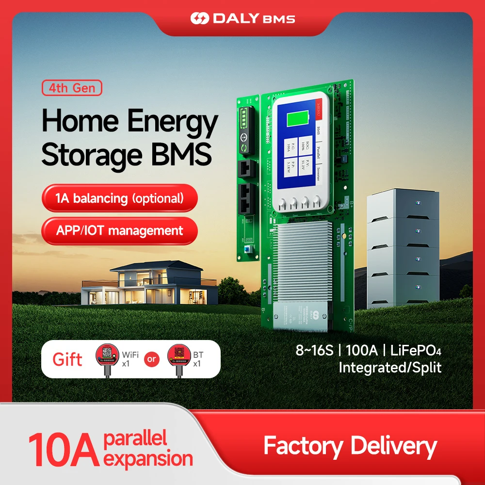 DALYBMS DALY V4.3 Household Energy Inverter 100A BMS 16S 48V Lifepo4 Battery BMS with Bluetooth 3.5in LCD Display
