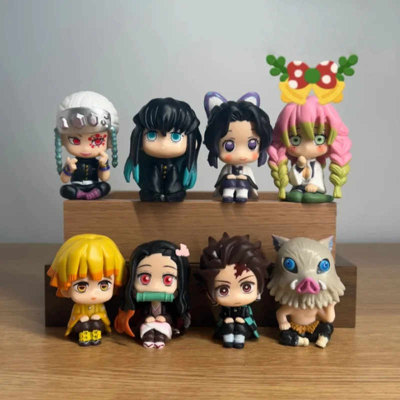 

Demon Slayer Kimetsu No Yaiba, экшн-фигурка Q, версия Kawaii, сидячая поза, автомобиль, аниме, модель, украшение, игрушка, индивидуальные подарки