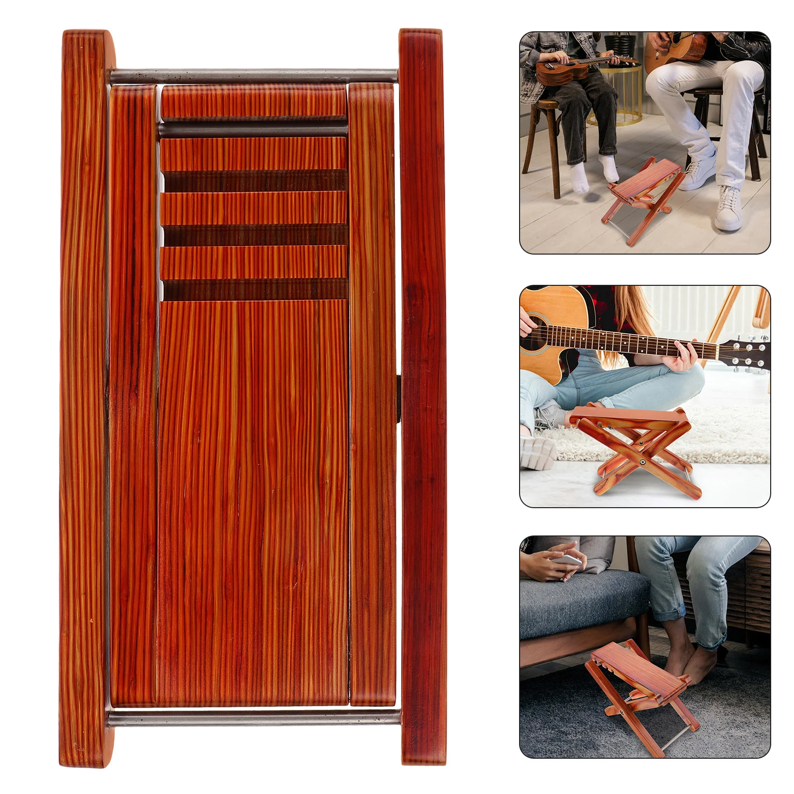 

Foldable Bamboo Guitar Footrest 4 Height Adjustable Non-Slip Foot Stool Solid Wood Footstand for Classical Acoustic Guitar