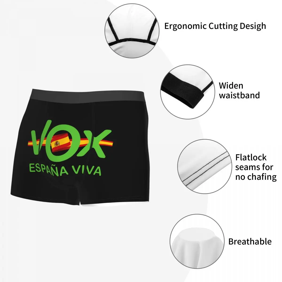 Espana Viva Vox Underwear Male Sexy Print Customized Spain Flag Boxer Shorts Panties Briefs Soft Underpants