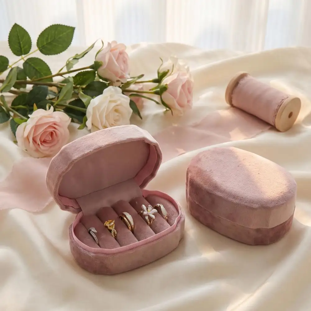 Mini Velvet Jewelry Storage Box Velvet Ring Box for Proposal Velvet Mini Ring Box with Multi Slots Organizer Oval Portable