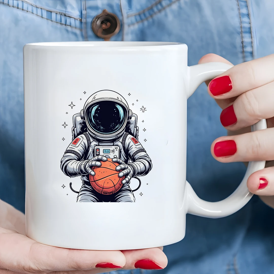 

Vintage Sci-Fi Astronaut Illustration Mug 11OZ Kids Drink Cup Christmas Family Office Cup