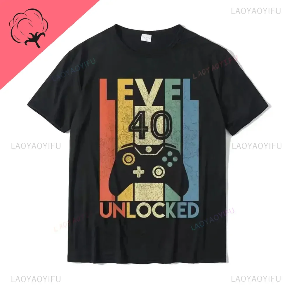 Level 40 Unlocked  Funny Video Gamer 40th Birthday Gift T- Printed On  For Men Wholesale T Shirts Party