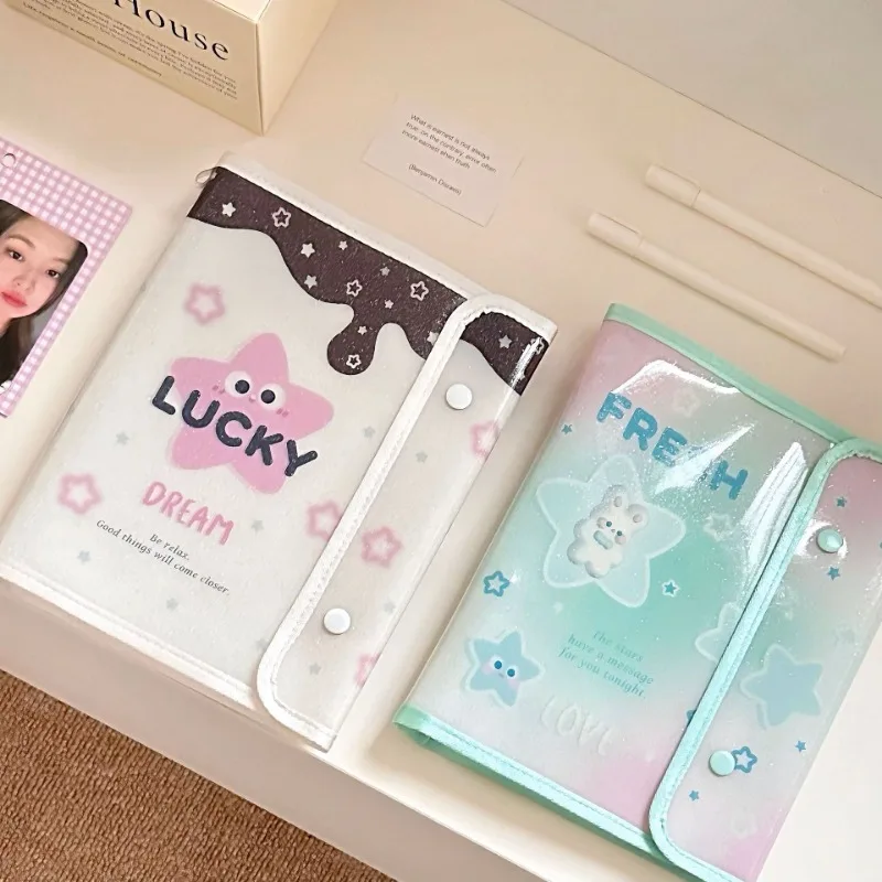 A5 Japanese Style Binder Photo Album for Kpop Wide Pocket Scrapbook with Binder Rings Photocard Holder for Idol Collection Ins