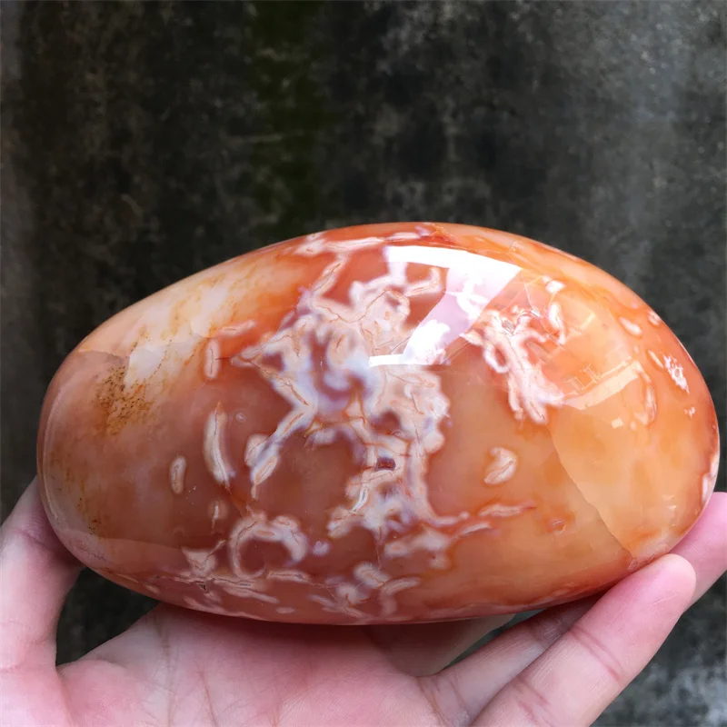 876g Red Agate Crystal Palm Stone Natural Carnelian Quartz Freeform Gemstone Crystals Healing Reiki Home Decor