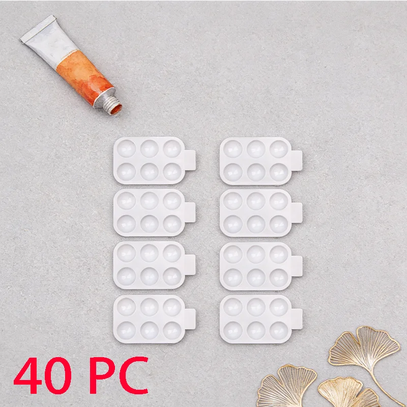 

8/10/18/40 PC 6-Well Plastic Paint Palette - Portable Art Mixing Tray for Watercolor/Gouache Painting