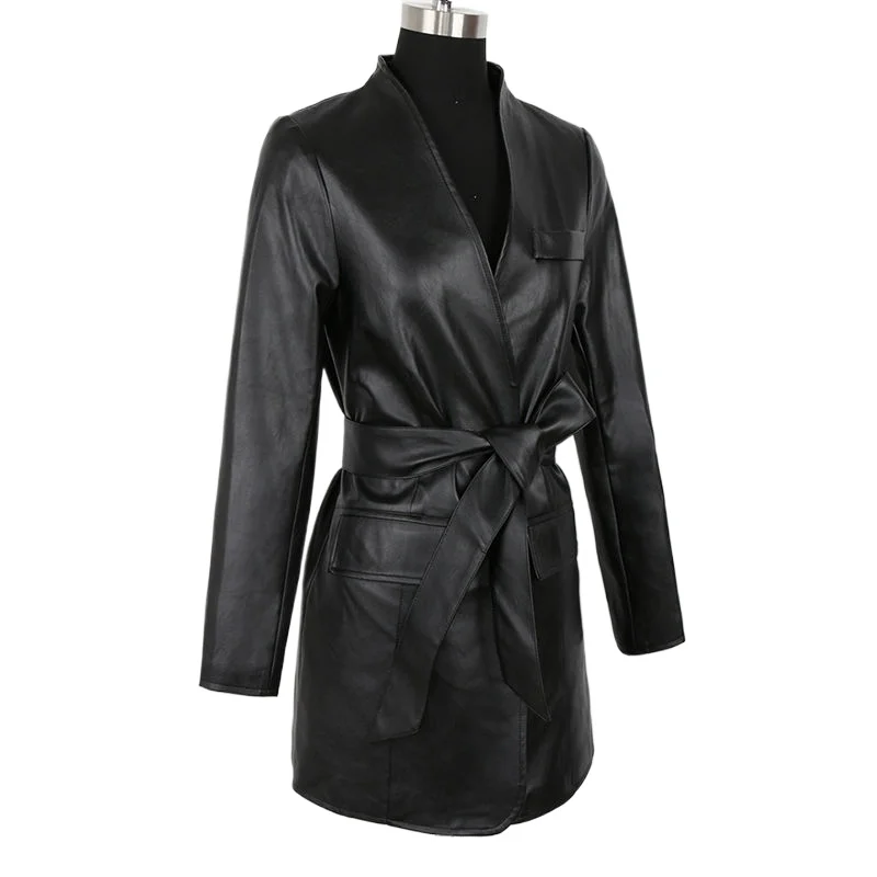 

Women's Models Fall Winter Coat Blouse Suit Lace V-neck Slim Waist Loose Fashion Senior Design Sense Leisure Simple Brand New