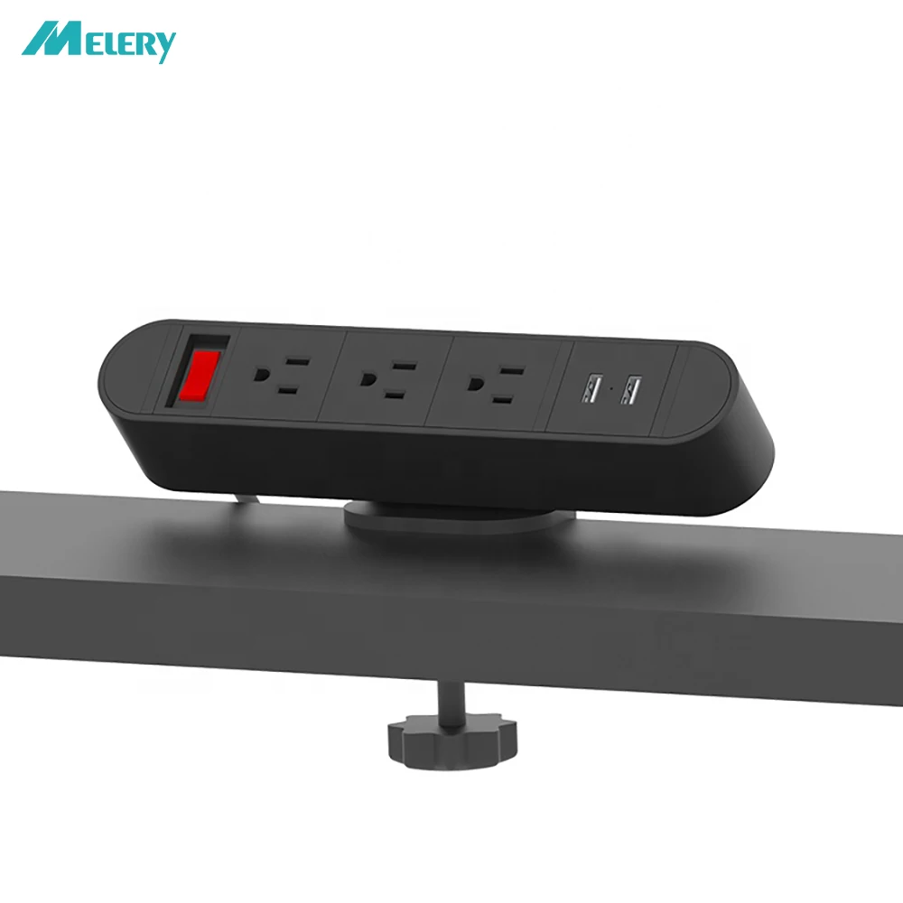 US Plug Tabletop USB Socket Desk Edge Clamp On Power Strip Electrical Janpan Sockets 3 Outlet Mexico Table Mountable Home Office