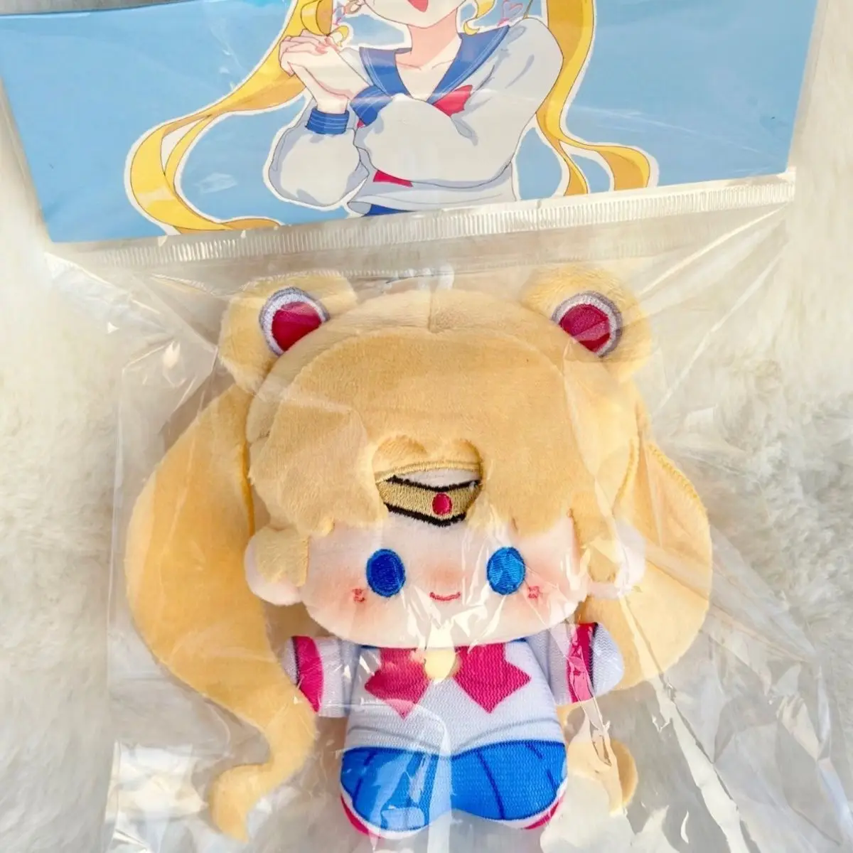 Sailor Moon 10cm Printed Cotton Doll, Tsukino Usagi Plush Toy, Cute Anime Stuffed Doll, Girl Backpack Pendant Birthday Gift