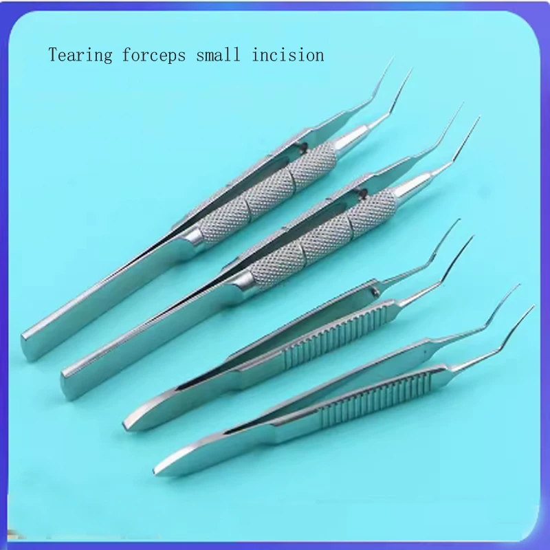 Tearing forceps for ophthalmic microsurgical instruments - Stainless steel titanium alloy angle shaped curved Haff shaped 1.8mm