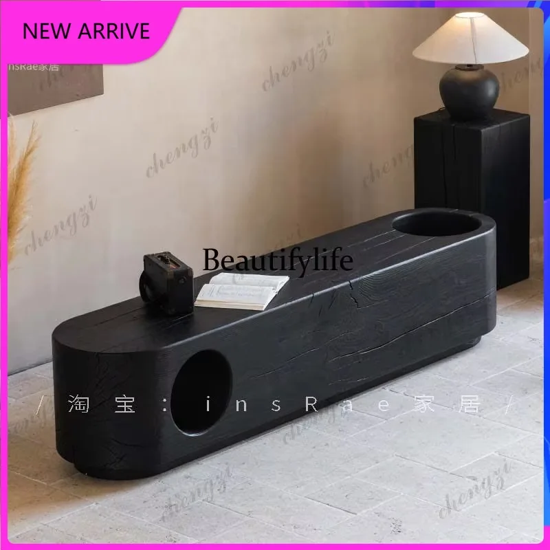 E182 Solid wood bench art wabi wind entrance decoration bed end, log shoe changing stool