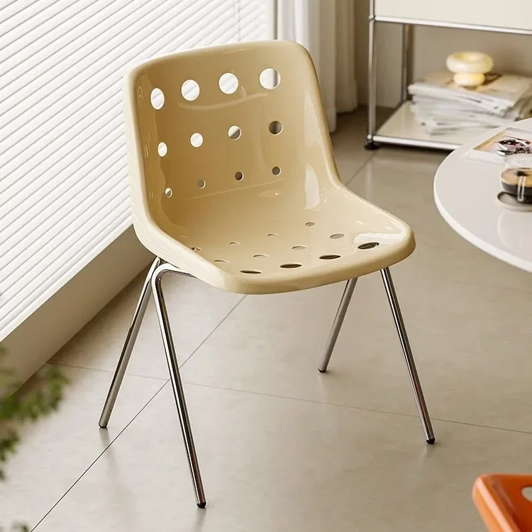 Cheese Chair Plastic Simple Medieval Dining Chair Cream Wind Backrest