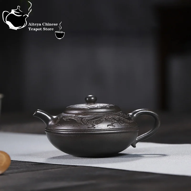 Yixing handmade raw ore, celadon clay, purple clay teapot, jade edge teapot, household kung fu tea set, Chinese teapot