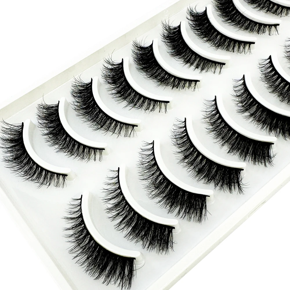 10pairs Eyelashes 3D Mink Natural False Lashes Fake eyelashes Fluffy Soft Cross eye Lashes Wispy Eyelashes Extension Makeup kit