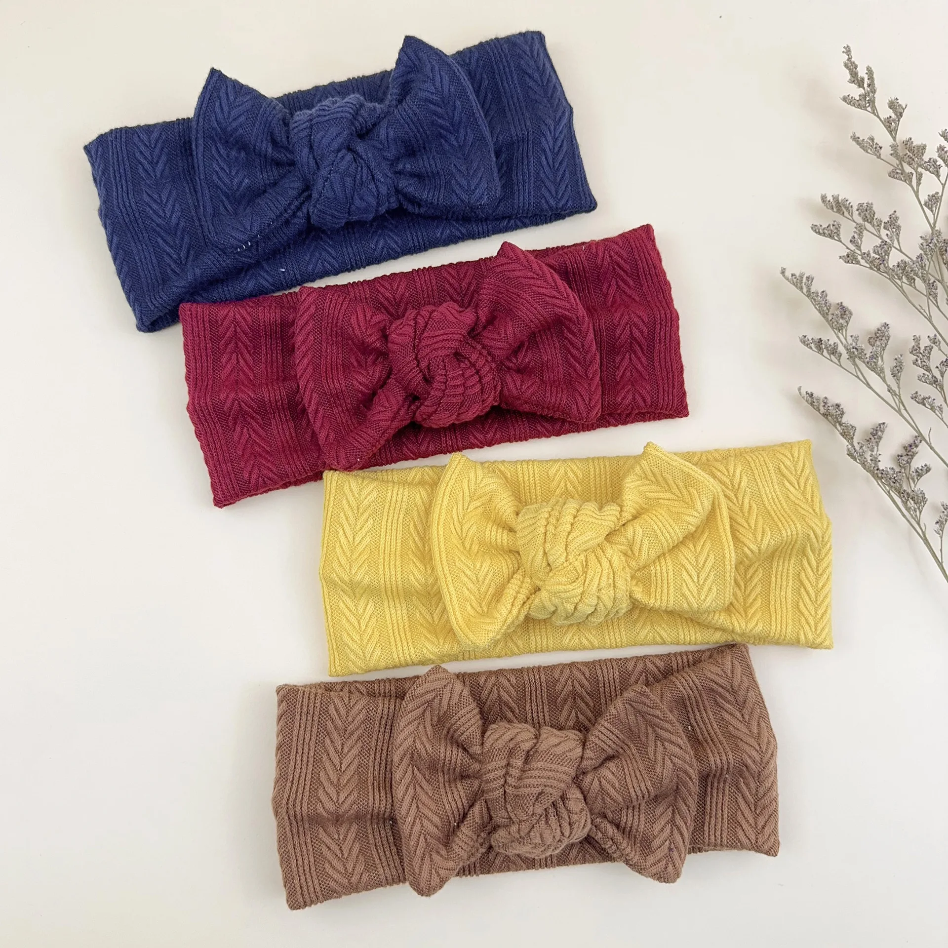 

4pc/set 0-2Y Bowknot Headband for Newborn Warm Winter Hair Accessories Baby Girls Twist Bow Hairbow Turban Kids Cute Headwraps