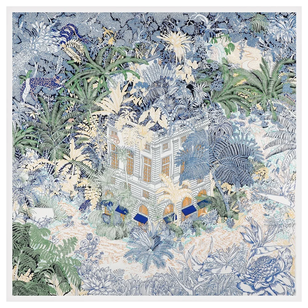 130Cm French New Secret Garden Plant Jungle Ladies Versatile Twill Shawl Large Square Scarf Fashion Trend Women