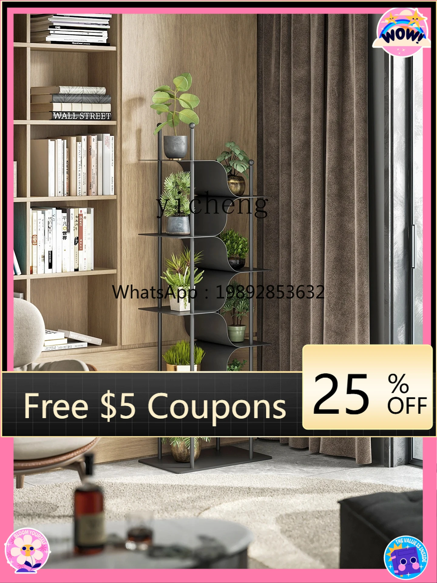 

AB Living Room Wall Display Rack Home Simple Bookshelf Storage Rack Organizer