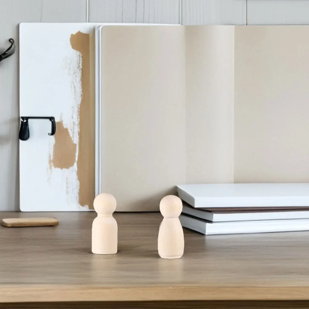 20Pcs Wooden Peg People Unfinished DIY Craft Figures Kids Painting Supplies Blank Wooden Mini Handicraft Toys