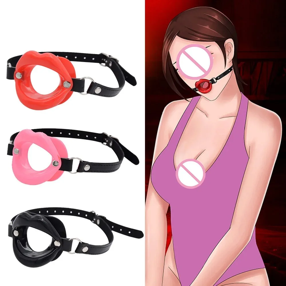 SM الفم الكمامة الكرة لعبة الجنس BDSM الكبار لعبة الجنس عن طريق الفم تثبيت الفم فتاحة سيليكون الكمامات SM عبودية القيود لدغة اللسان كرات