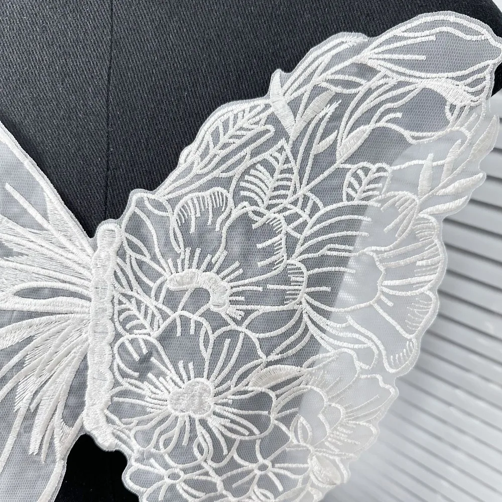Lace Fabric Butterfly Patch Mesh 35CM Clothes Patches Large Butterfly Embroidery Butterfly Collar