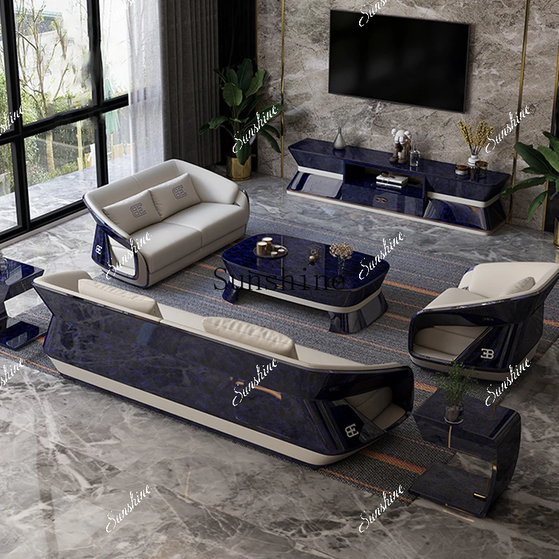 

Postmodern Italian light luxury leather simple sofa combination FT