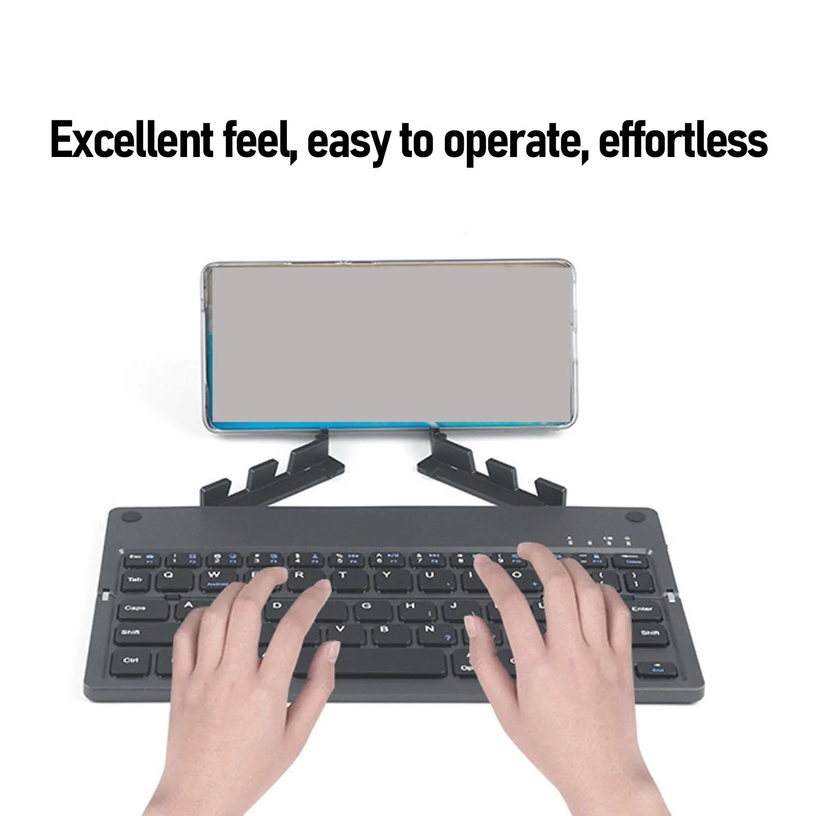 Foldable Bluetooth Keyboard Rechargeable with Phone Stand Small Quiet Folding Portable Lightweight Keyboard for Travel Tablet