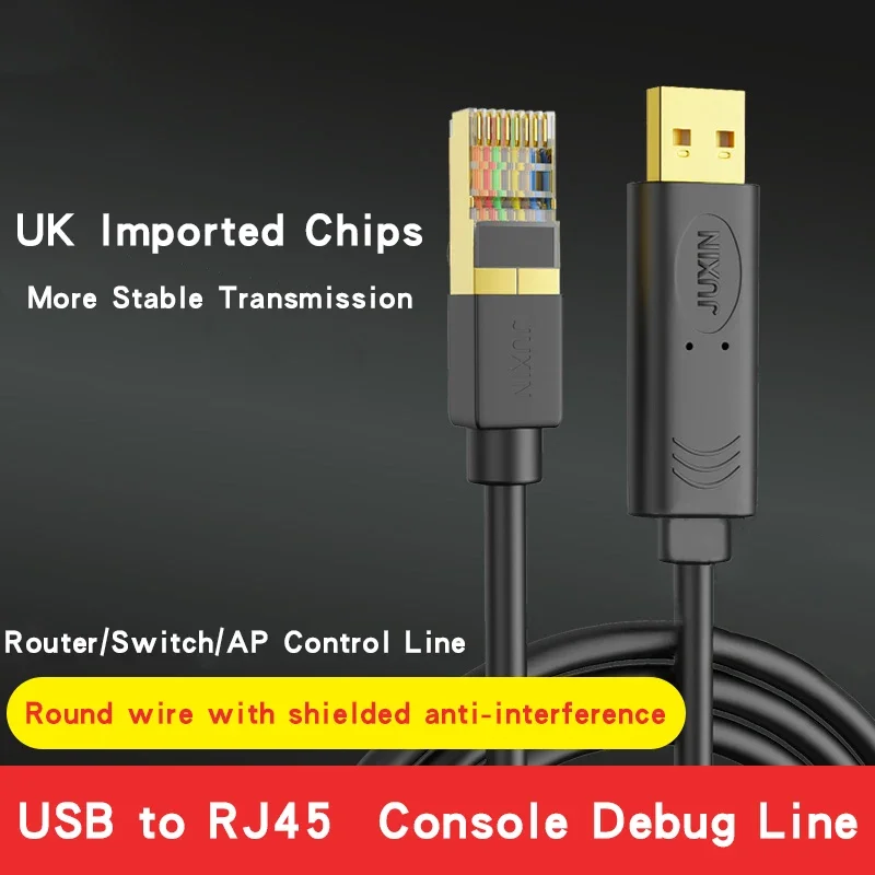 USB صناعي إلى وحدة التحكم تكوين كابل درع USB إلى RJ45 سيسكو تصحيح الأخطاء H3C التبديل الأصلي FTDI232 المنفذ التسلسلي رقاقة