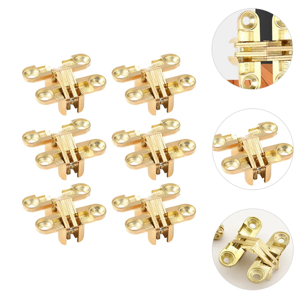 

6Pcs Golden Hinge Heavy Duty Folding Hinges for Cabinet Table Flap Door Shelf Wear Resistant Rust Proof Hidden Furniture Hinges
