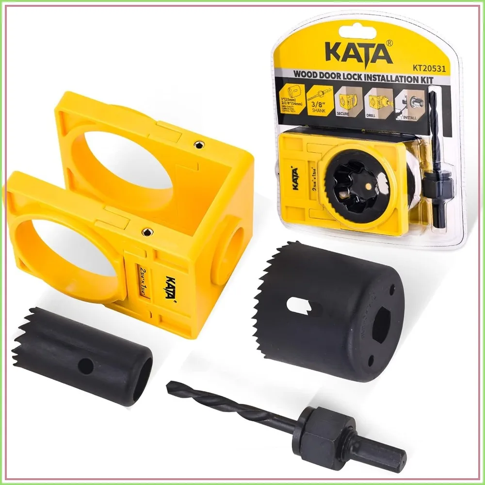 

Door Lock Installation Kit for Wooden Doors 1-3/8"-1-3/4" with Guide Template and Hole Saw Set