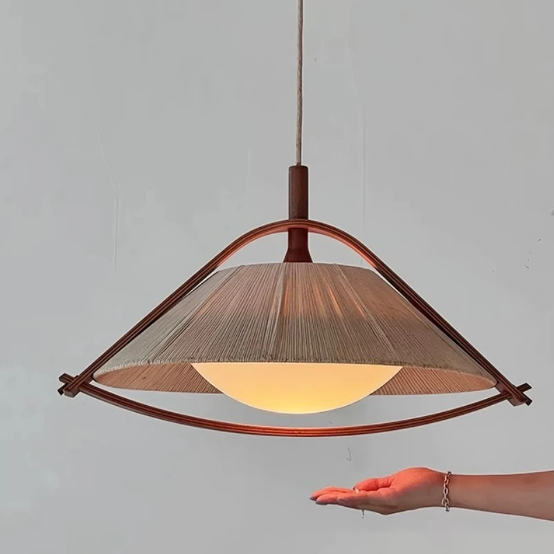 اليابانية الزجاج الخشبي قلادة أضواء غرفة نوم رئيسية وابي سابي الرجعية الشاي زن غرفة الإبداع طاولة طعام المطبخ مطعم مصباح #1