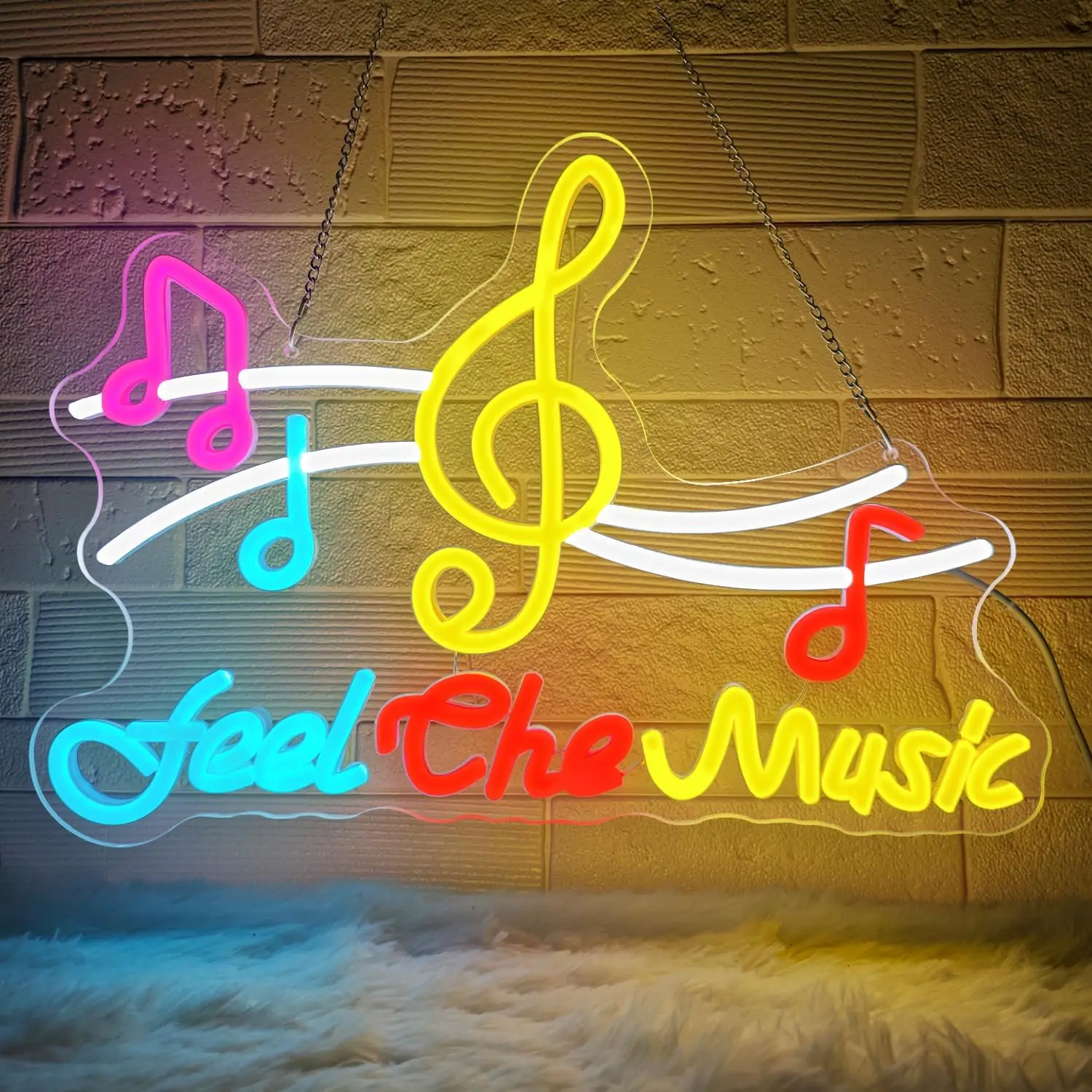 

Неоновая вывеска «Feel The Music» с USB-питанием и регулировкой яркости, светодиодная неоновая лампа для бара, музыкальной комнаты, концертного зала, класса, спальни, декора стен для вечеринок