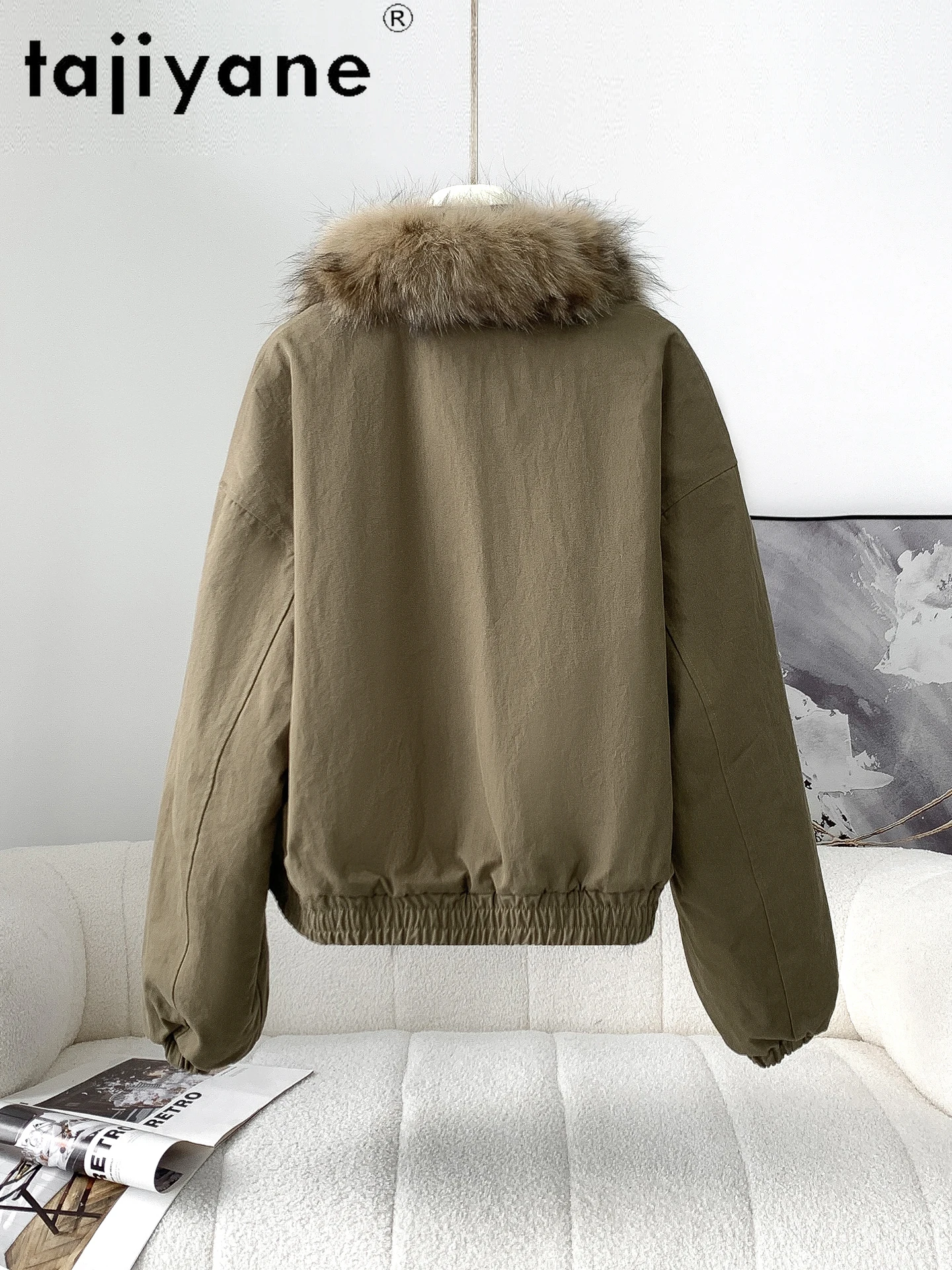 TAJIYANE 100% 천연 너구리 모피 코트 여성용 럭셔리 리버시블 파카 재킷 시크 리얼 퍼 코트 겨울 여성 의류 2025