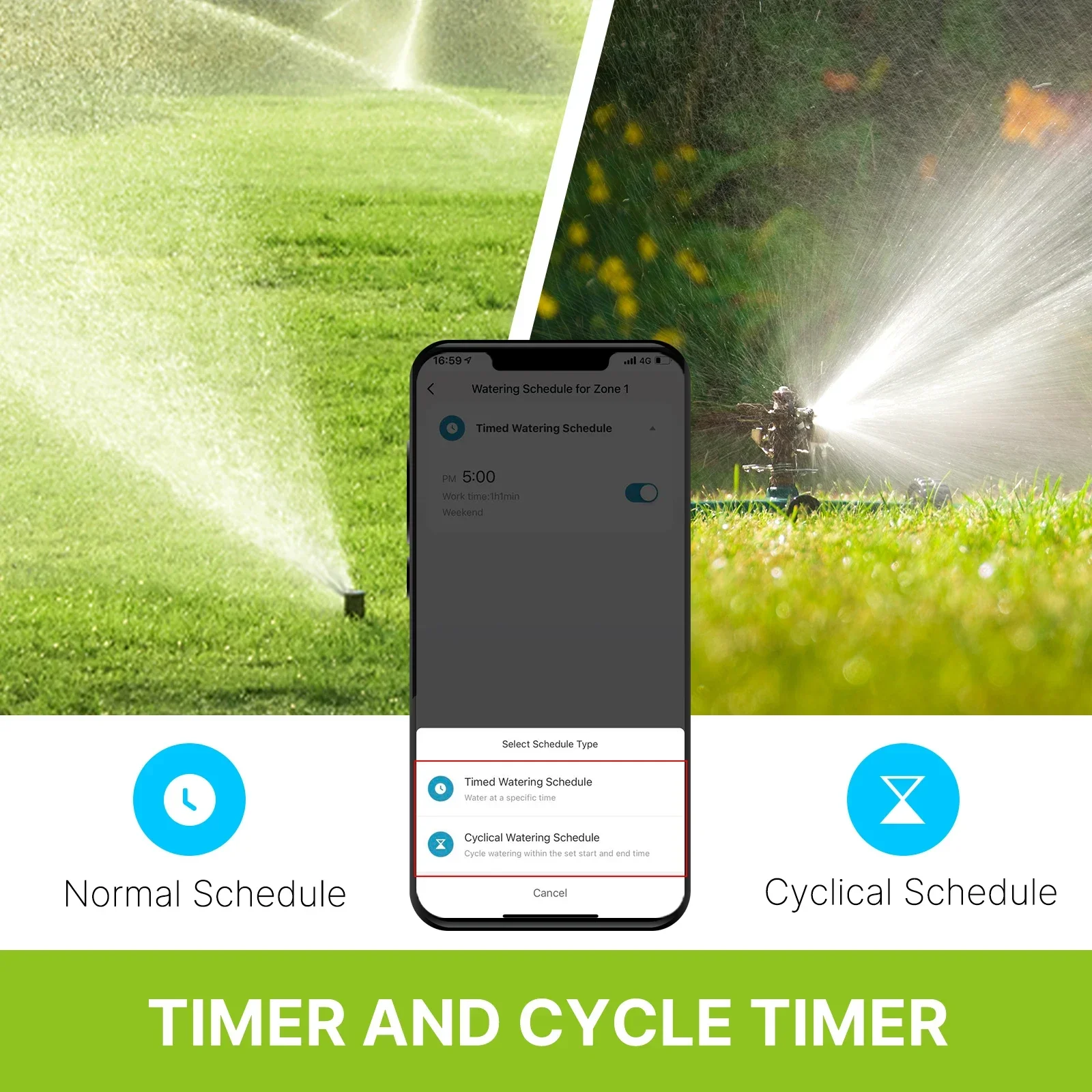 Bluetooth Smart Garden Sprinkler Water Timer by 2 Way Rain Delay Filter Washer Programmable and Automatic Irrigation Controller