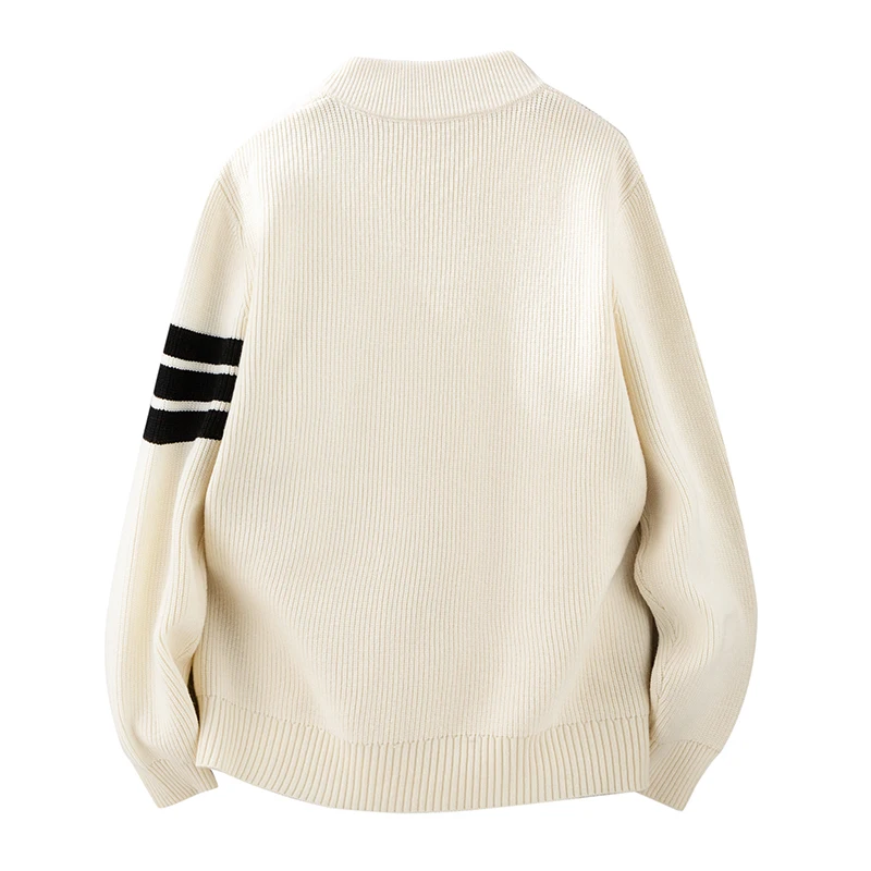 Erschwinglicher Luxus Herren Langarm-Pullover Jacke Rundhals Echte Tasche Einreihiger Strickpullover Klassischer Trend Herrenkleidung – Detail 8