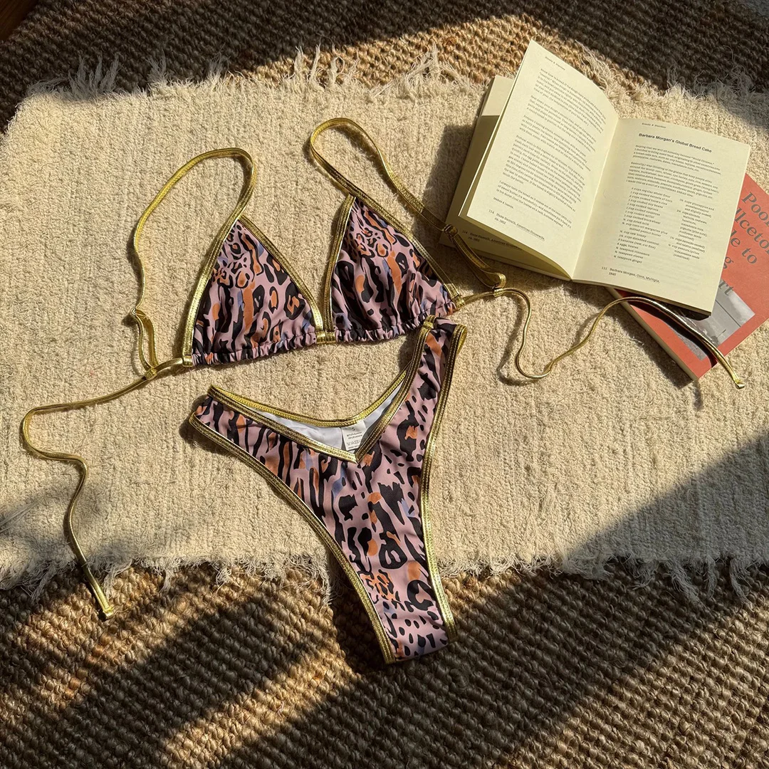 Leopard Floral Brasilianischer Mini-Tanga-Bikini Damen-Badeanzug Zweiteiliger Bikini-Set Badebekleidung Badeanzug Schwimmen V6286 – Detail 23