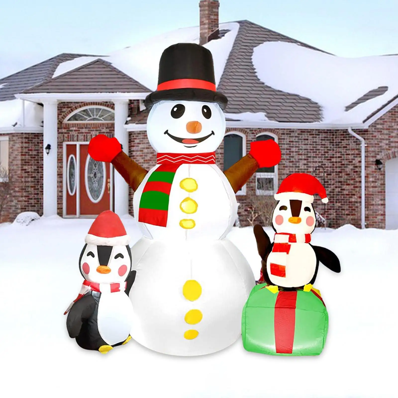 Christmas Inflatable Snowman with Lights 5.9ft Tall Adorable Luminous Toy Outdoor Decoration for Party Lawn Yard Holiday Decor