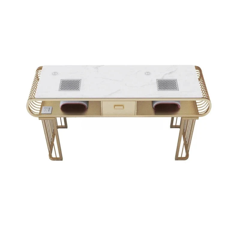 Modern Wrought Iron Nail Beauty Tables for Commercial Furniture Manicure Table Marble Creative Upscale Light Luxury Nail Table