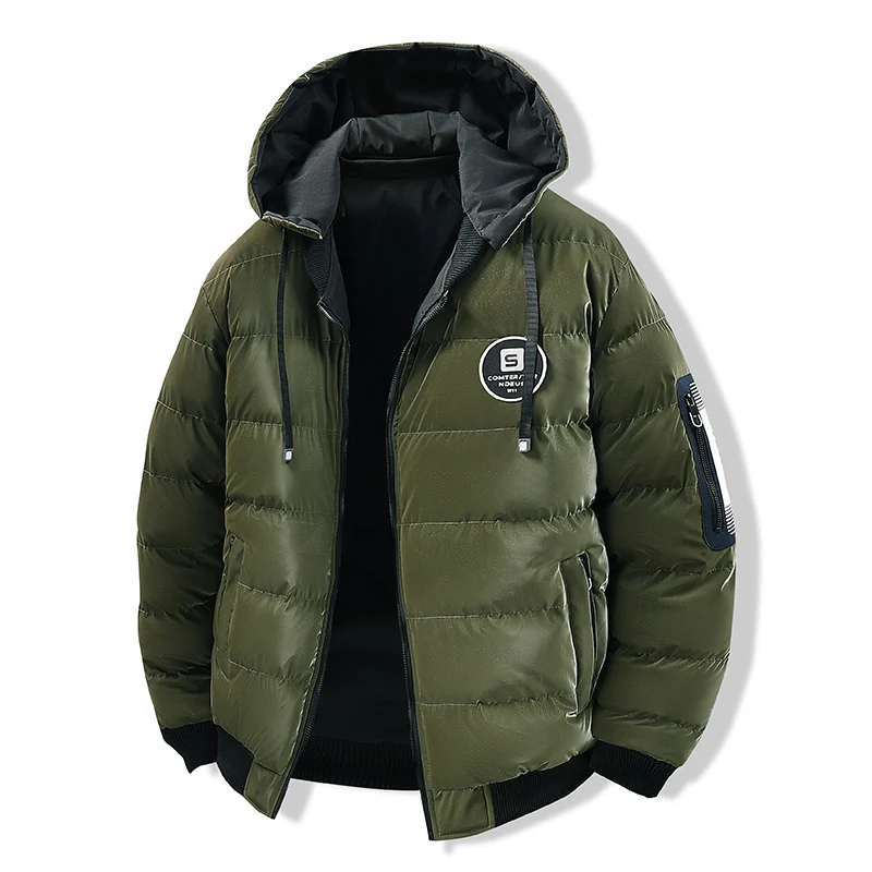 New Fashion Double Sided Wear Men Jacket Winter Color Block Casual Comfort Parka Outdoors Loose Keep Warm Removable Hat Coats