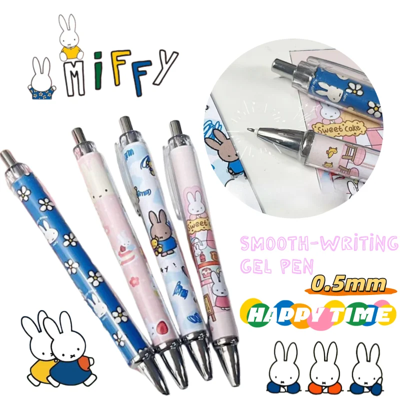 New Miffy Rabbit Press Gel Pen High Color Value Cute ins Wind 0.5mm Student Universal Brush Writing Smooth Durable Black Pen