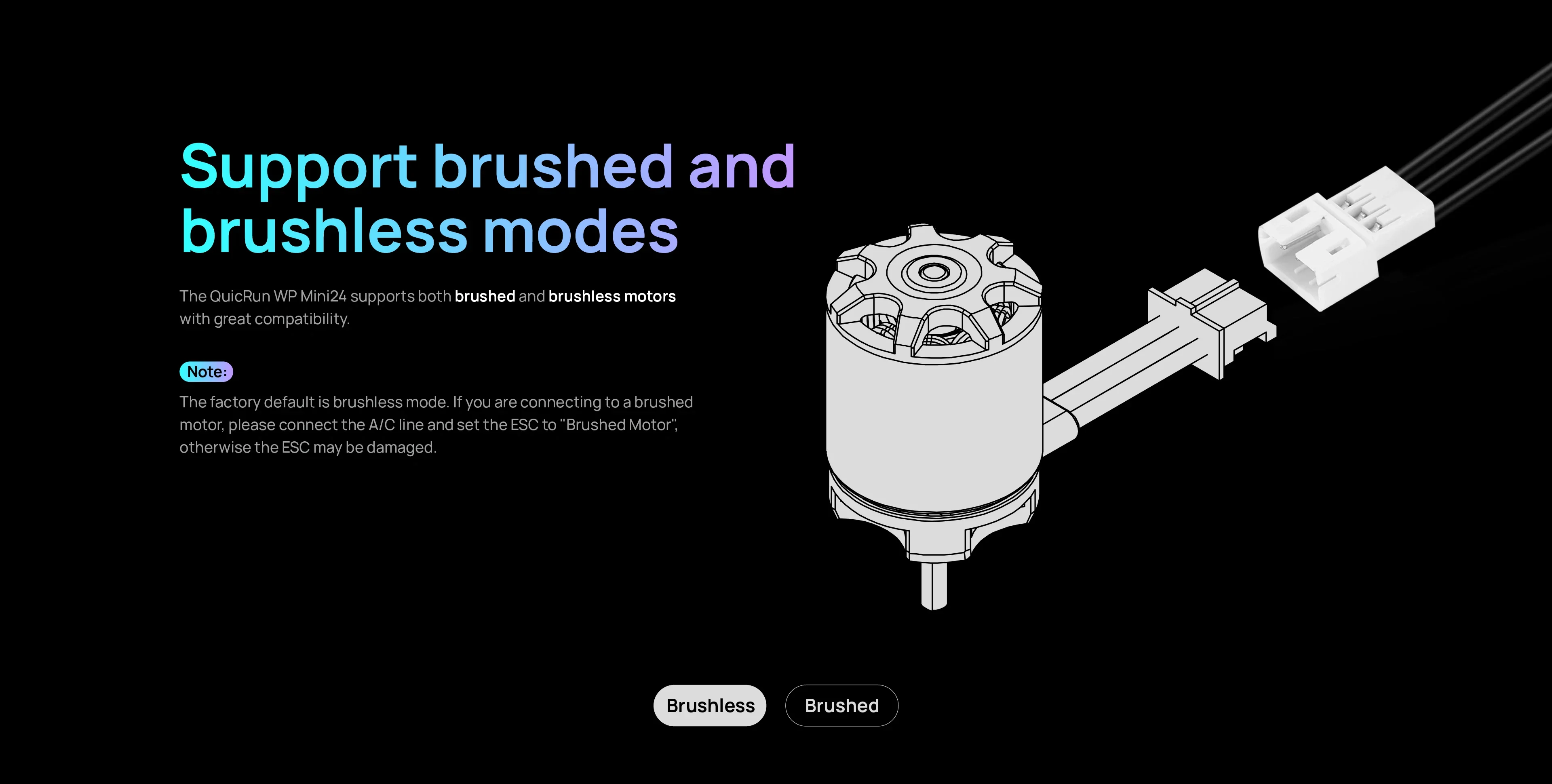 Hobbywing QUICRUN WP Mini 24 25A ESC Wasserdichter sensorloser bürstenloser/bürstenloser Geschwindigkeitsregler für 1/16 1/18 1/24 RC Car Crawler