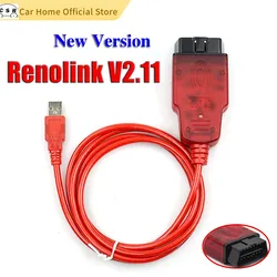 Renolink V2.10 OBD2 ECU Programmer, Cabo de diagnóstico USB para Dacia Key Coding Car Tool, Pode atualizar Renolink 1.99, 2024