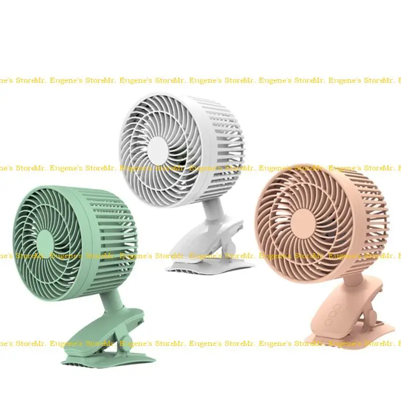 

D08B 1200mah Fan Portable USB Charging Fan Mini Desktop Clip Fan 3-speed Mute With Strong Wind Rotating For Home Bedroom