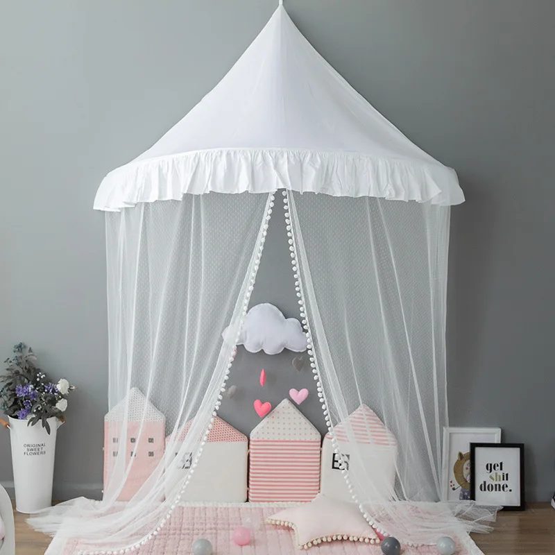 Kids Teepee Tents Children Play House Castle Cotton Foldable Tent Canopy Bed Curtain Baby Crib Netting Girls Boy Room Decoration