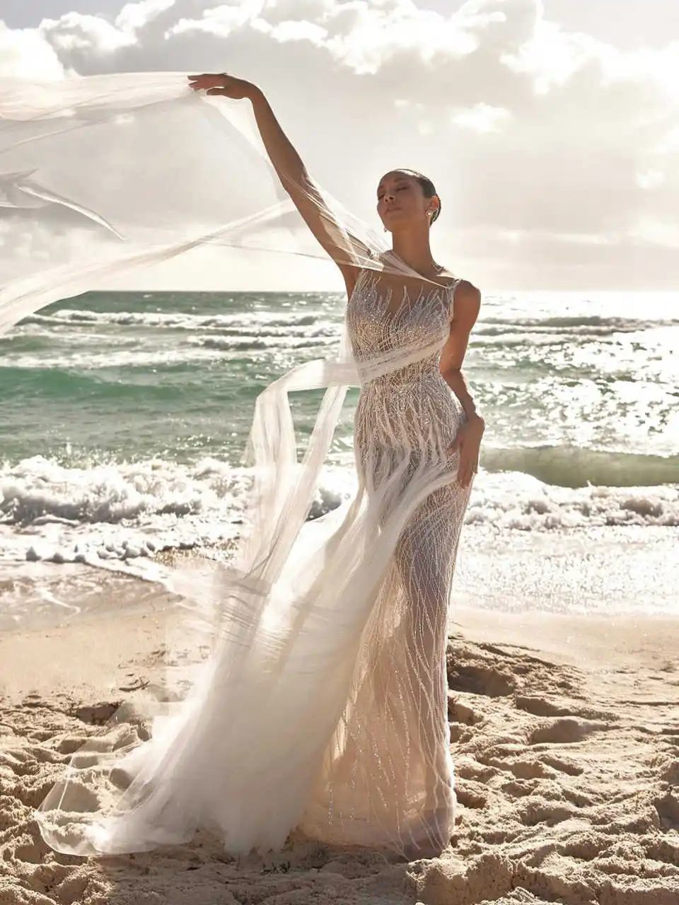 Vestido de novia de sirena con lentejuelas reales elegante ilusión sin mangas vestido de novia de encaje hasta el suelo vestidos de novia personalizados